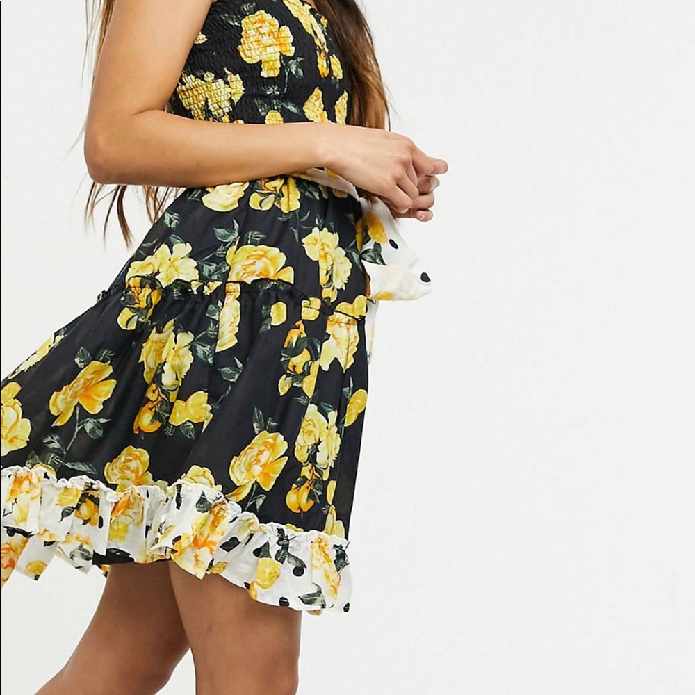 River Island floral & lemon mini dress
